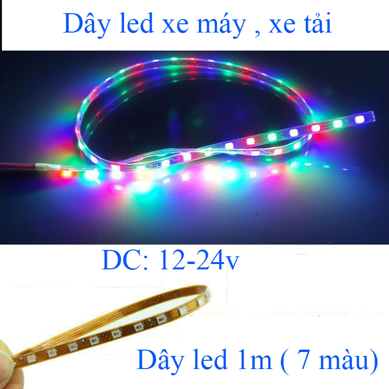 Dây đèn led dán trang trí ô tô, xe máy 12V-24v Dài 100cm