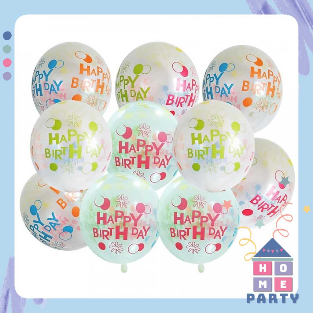 Bóng Bay Trong Suốt In Chữ Happy Birthday Trang Trí Sinh Nhật