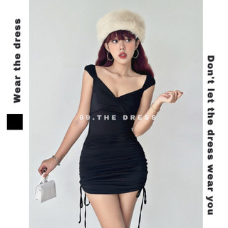Đầm váy body nữ 2 dây kiểu xoắn ngực có dây rút điều chỉnh