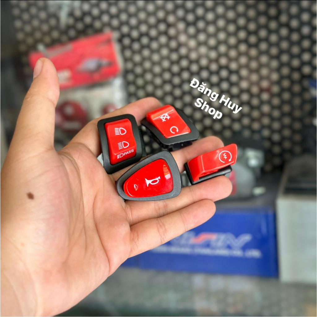 Full nút công tắt đỏ Wave SH Vsion Future  - nút đề, nút tắt máy 3s, nút kèn, nút passing  cho các dòng xe máy
