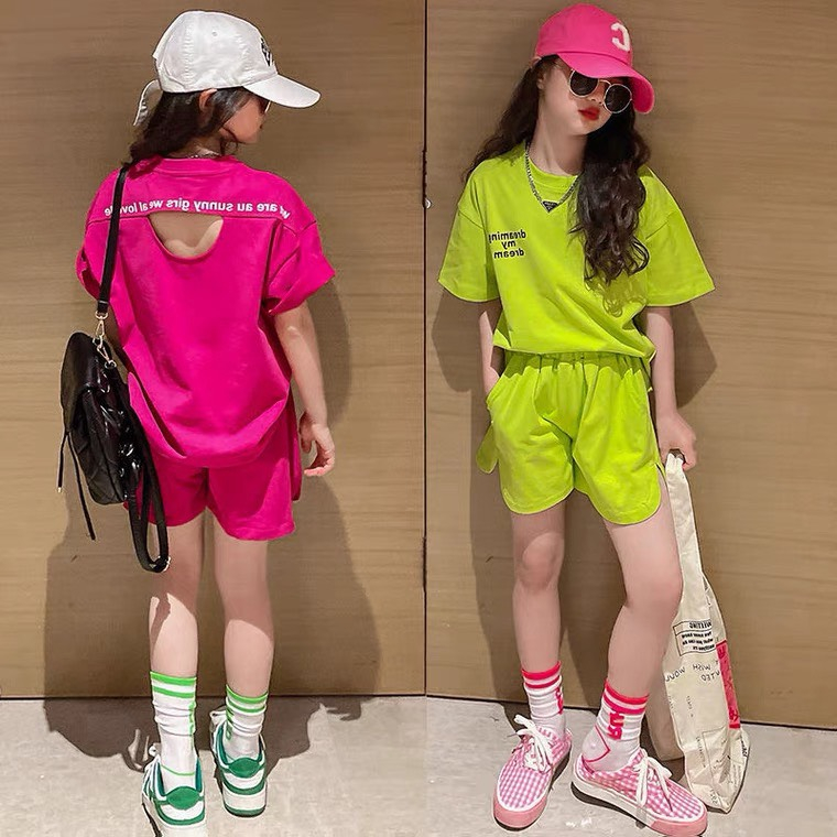 Bộ quần áo thun hè "Gấu" 14-45kg cho bé gái 4-14 tuổi. Thiết kế đẹp, xịn sò. STG11 STG54