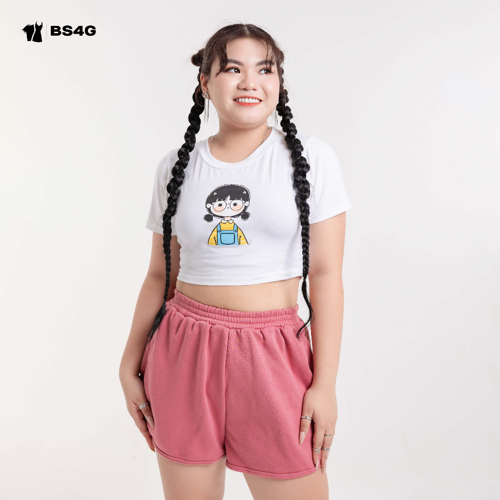 ÁO CROP THUN HÌNH CÔ GÁI CUTE BIGSIZE