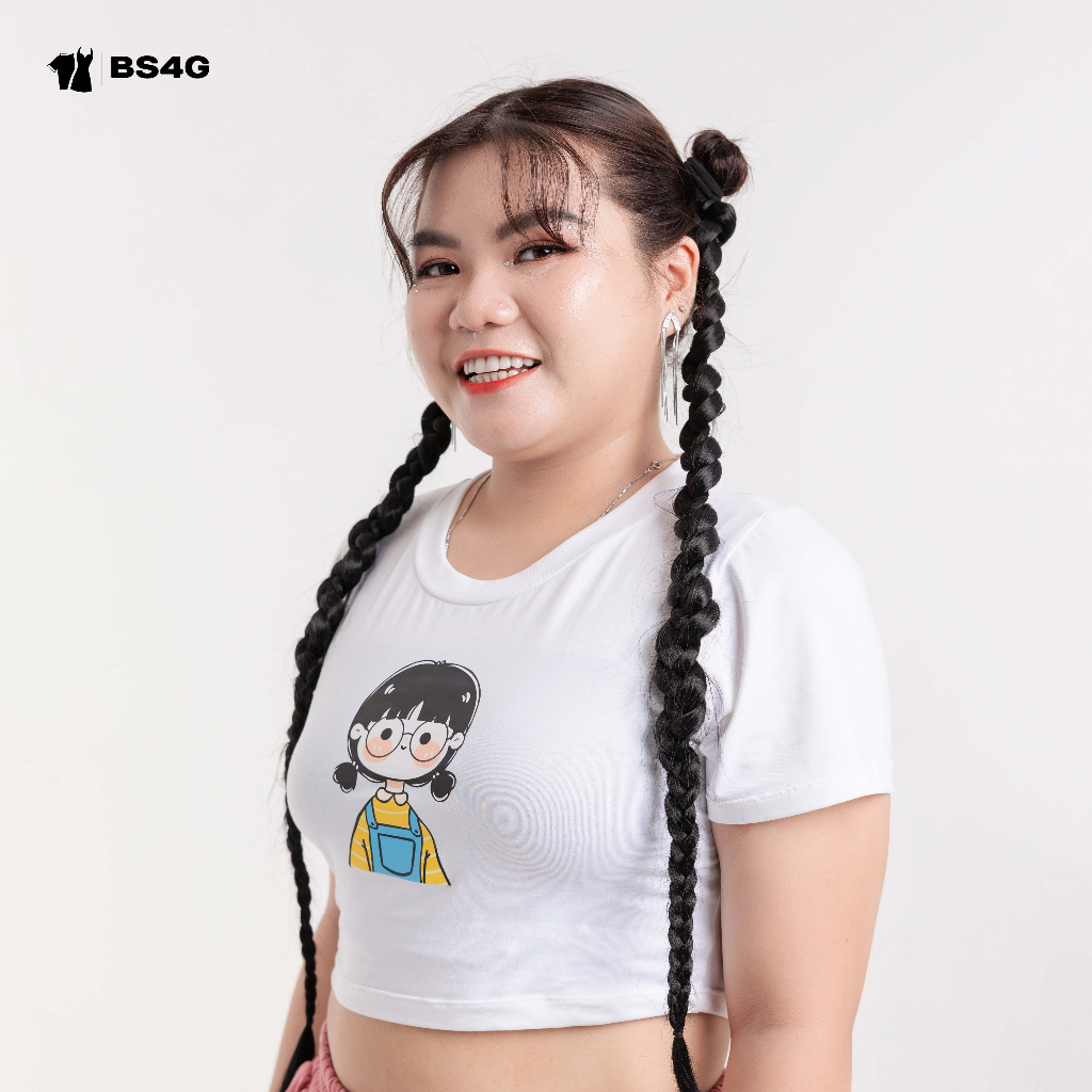 ÁO CROP THUN HÌNH CÔ GÁI CUTE BIGSIZE