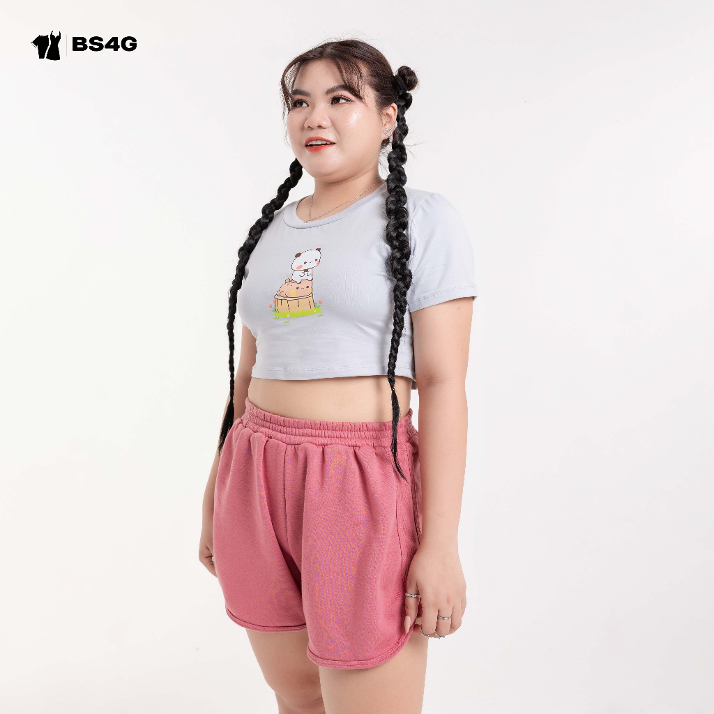 ÁO CROP THUN HÌNH 2 GẤU XÁM DỄ THƯƠNG BIGSIZE