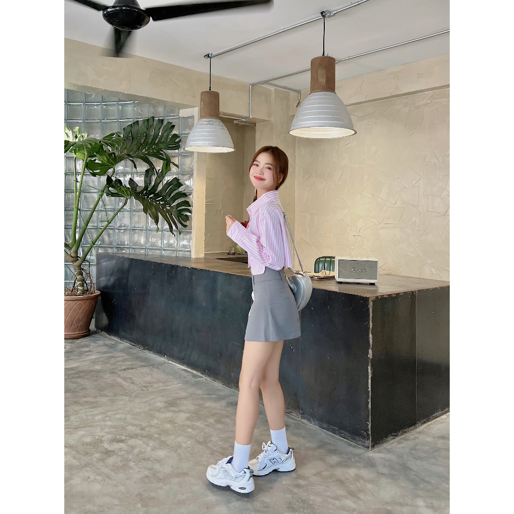 Áo sơ mi croptop kẻ hồng Somin blouse