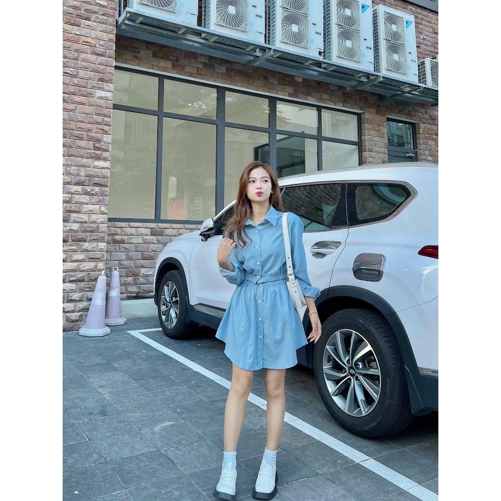 Set áo sơ mi dài tay + chân váy Min sets