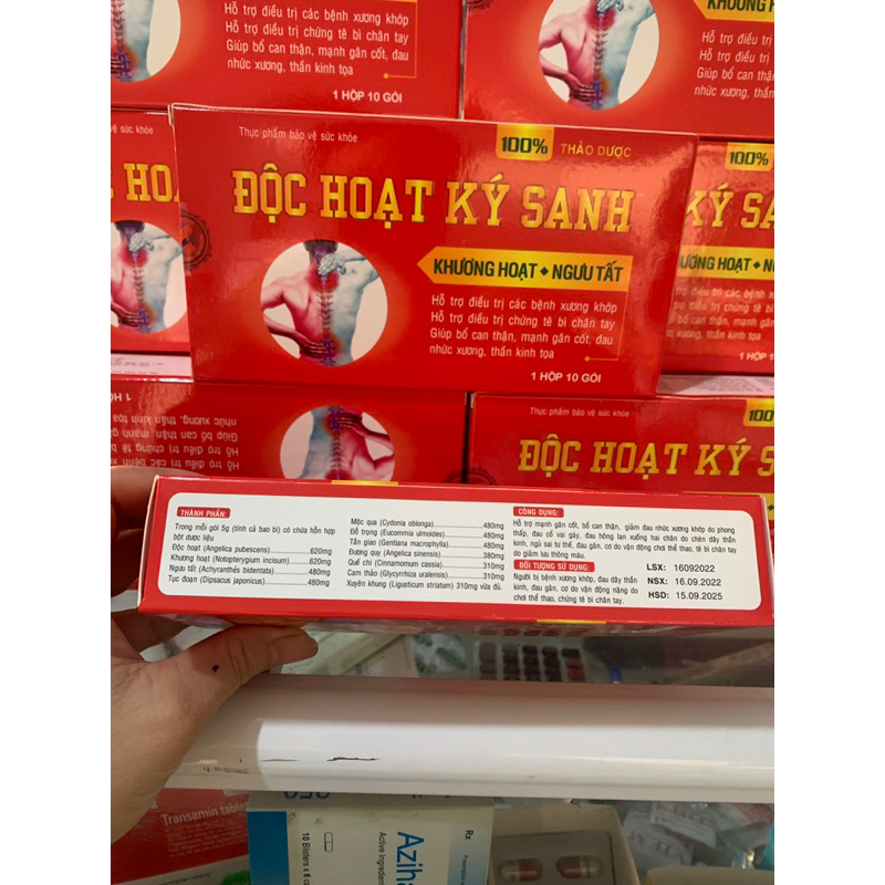 Combo 10 hộp Viên uống Độc Hoạt Kí Sanh giúp giảm đau nhức cải thiện viêm xương khớp ,tê bì tay, chân hộp 10 gói