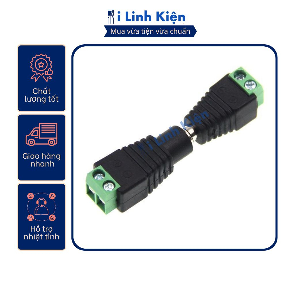 Jack nguồn DC cái 5.5x2.1mm đấu dây dùng vít