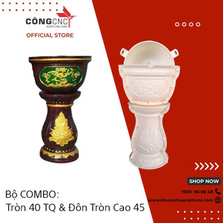 Combo khuôn chậu tròn 40 Trung Quốc + chân đôn tròn cao 45 hàng Việt Nam