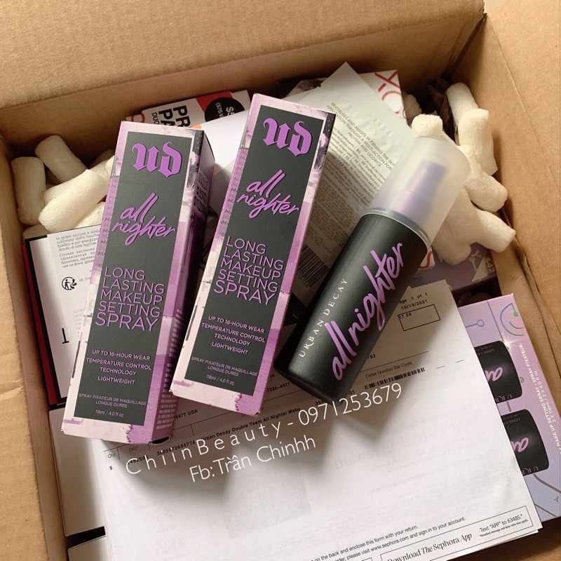 Xịt khoá nền makeup URBAN DECAY All Nighter Long-Lasting Spray cố định trang điểm (khoáng make up)