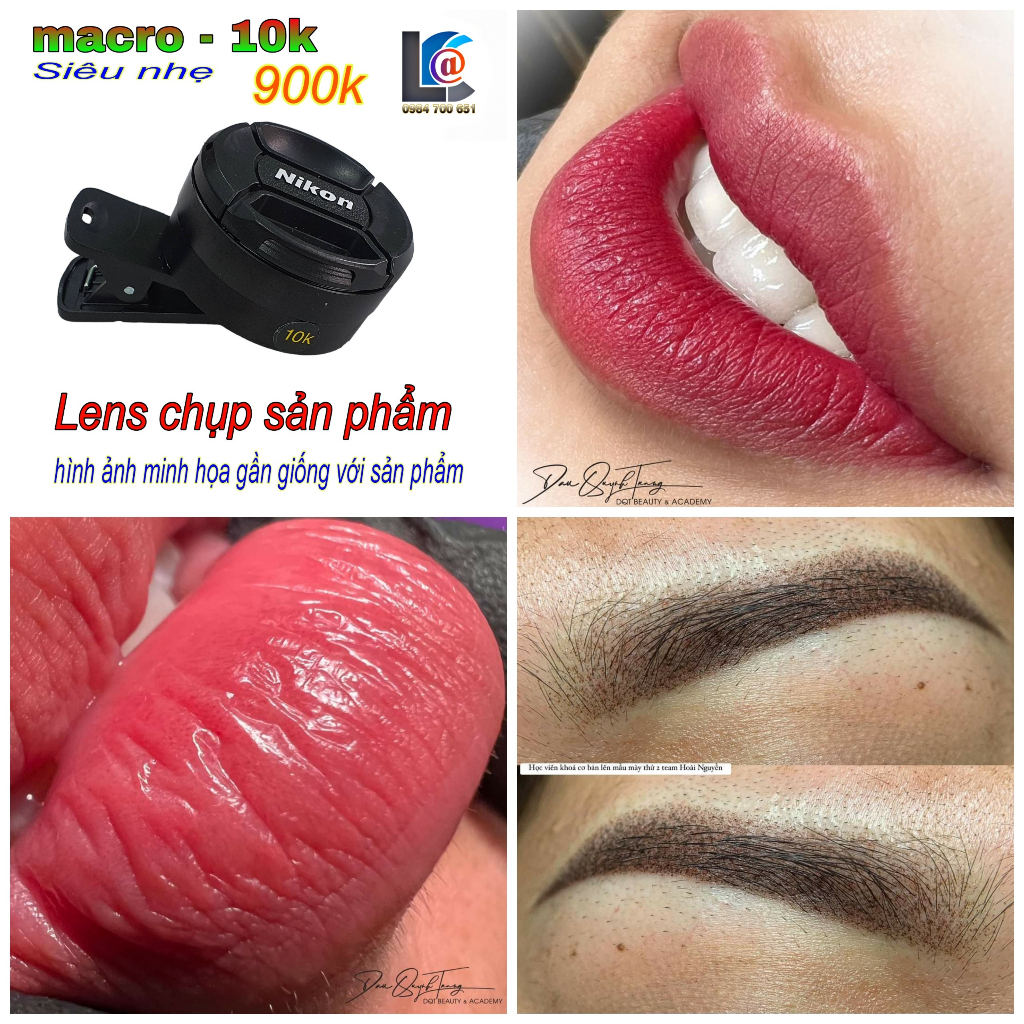 lens, ống kính, macrro, chụp phun xăm thẩm mỹ, mi, môi, mày
