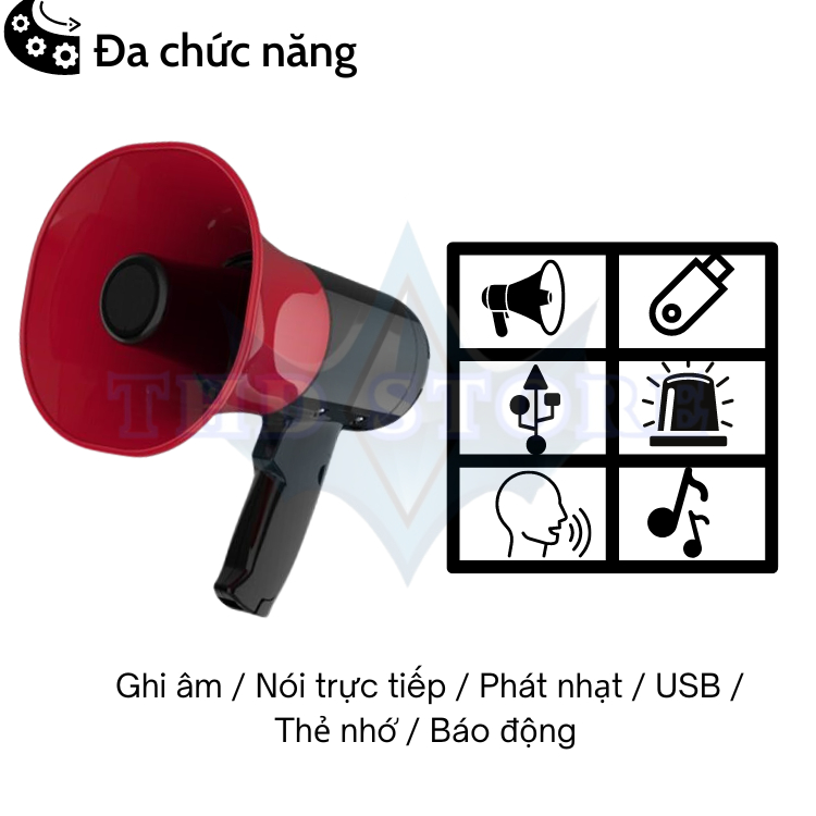 Loa Phóng Thanh Cầm Tay Megaphone 918U Có Cổng USB , Ghi Âm Giọng Chuẩn, Nói Trực Tiếp Hỗ Trợ Bán Hàng Rong ,  Du Lịch