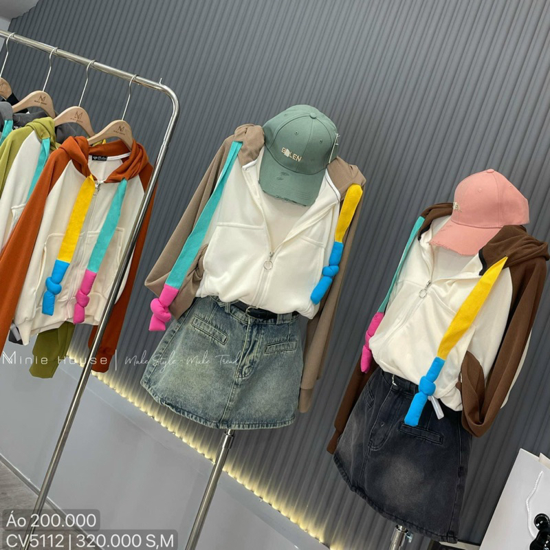 Áo Khoác Thun Gân Len Tăm Phối Màu Dây To Cầu Vòng Quảng Châu Mịn Mát Tôn Dáng