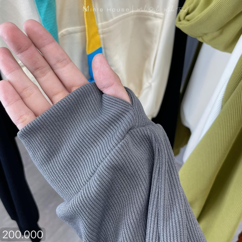 Áo Khoác Thun Gân Len Tăm Phối Màu Dây To Cầu Vòng Quảng Châu Mịn Mát Tôn Dáng