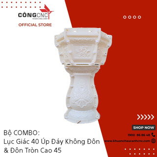 Combo khuôn chậu lục giác 40 úp đáy + đôn tròn cao 45