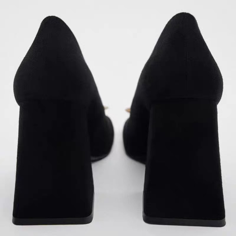 ORDER 🌸 ZR Giày mũi vuông hoa kim loại xoắn 9cm