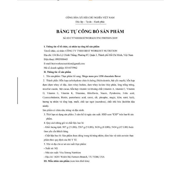 Sữa Tăng Cân Tăng Cơ Mega Mass Pro 1350 12lbs Chính Hãng