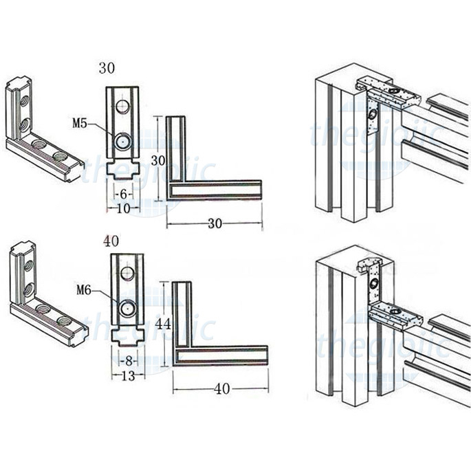 Ke Góc Chìm Inox 304 Dành Cho Nhôm Định Hình 2020/3030/4040 Tiêu Chuẩn EU