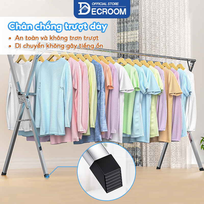 DECROOM Sào Phơi Quần Áo Giàn Phơi Quần Áo Thông Minh, Sào Phơi Đồ INOX Gấp Gọn Kiểu Dáng Giá Phơi Đồ Có Giá Phơi Quầ