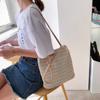 Túi cói trơn phong cách vintage hottrend