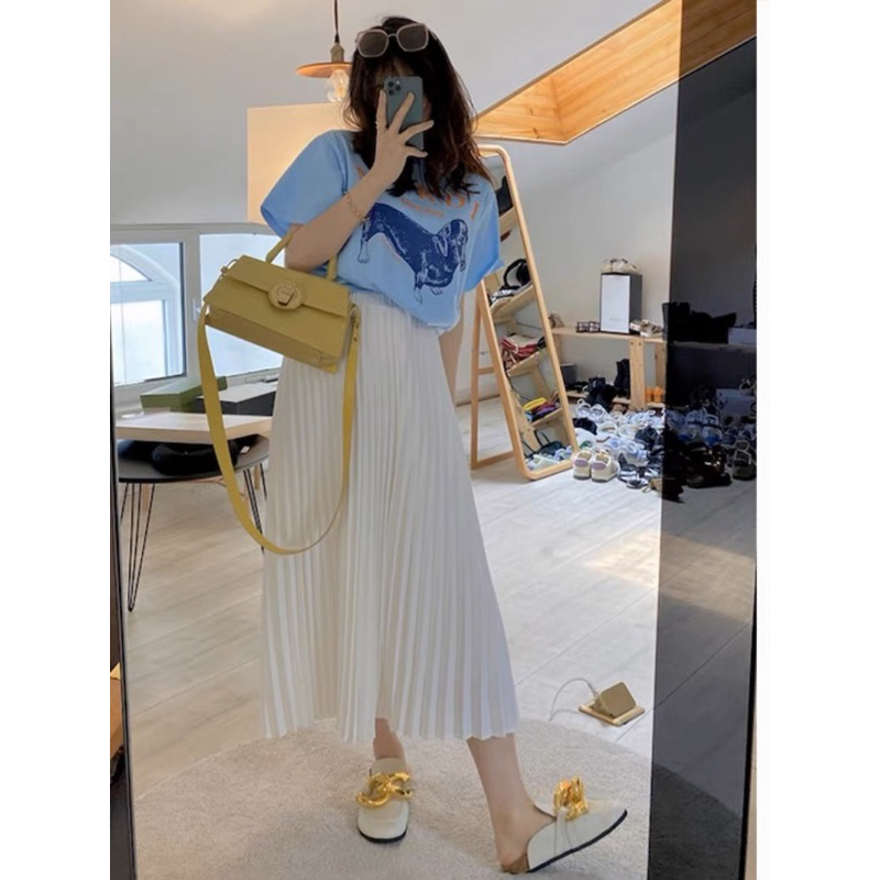 Chân váy dập ly cạp lưng vải cao khóa kéo hông dáng dài cực sang chảnh, tao nhã LOVISHOP