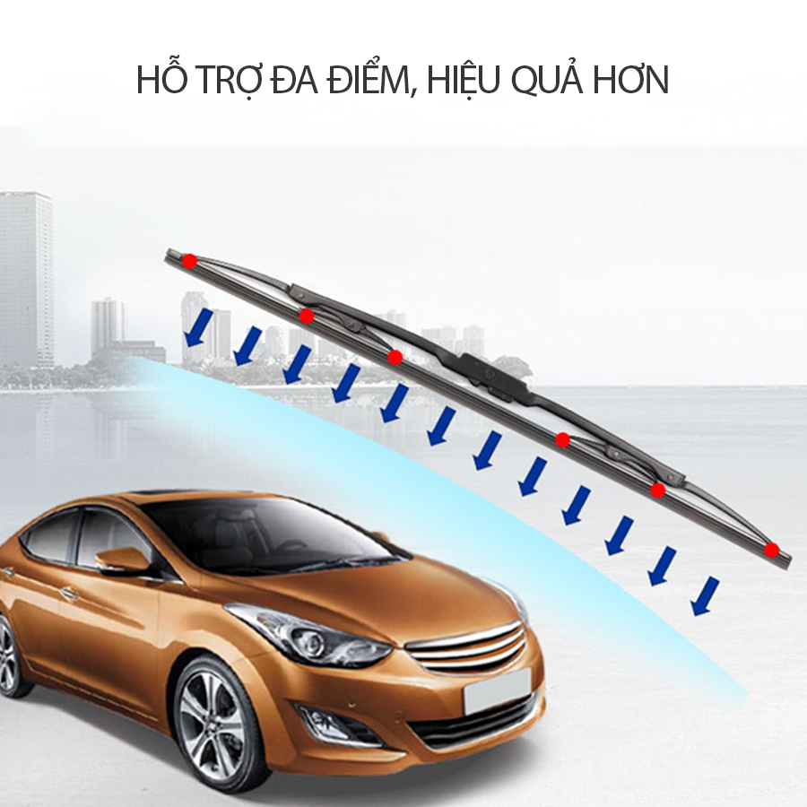 Gạt mưa ô tô Hyundai Kona thanh gạt kính nước mưa oto xe hơi khung xương sắt lưỡi silicon - thương hiệu VTS