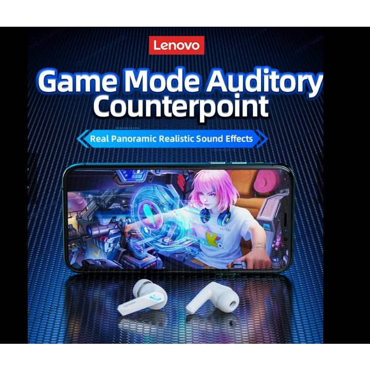 Tai nghe không dây Gaming Lenovo.ThinkPlus GM2 Pro. Bluetooth 5.3 giảm độ trễ khi chơi Game