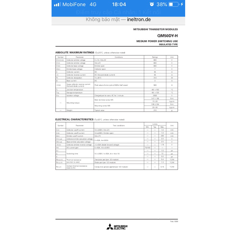 Transistor QM50DY-H  tháo máy