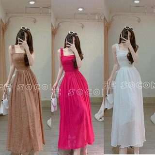 Đâm dây nhúng ngực chất vải lụa dáng dài kiểu nữ tính dạo phố