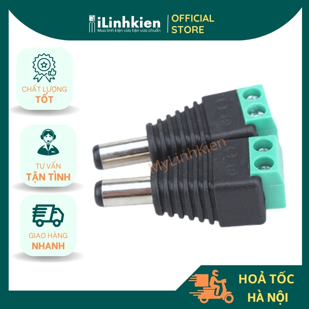 Jack DC đực cái 5.5x2.1mm nối nguồn chất lượng cao.