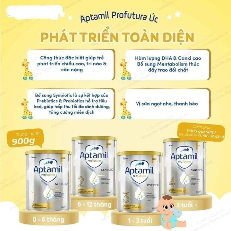 Sữa Aptamil Profutura Úc Số 1,2,3,4 - Hộp 900gr