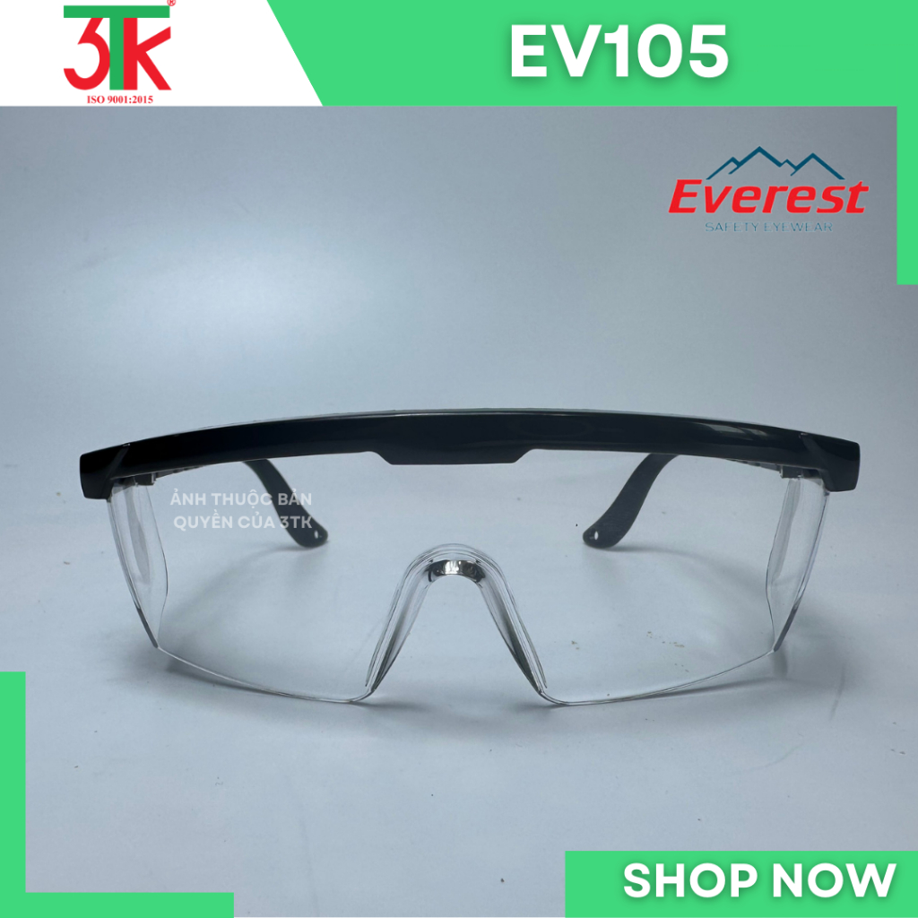 Kính Everest Safety EV105 chống bụi, chống đọng hơi nước, chống trầy xước, chống tia UV