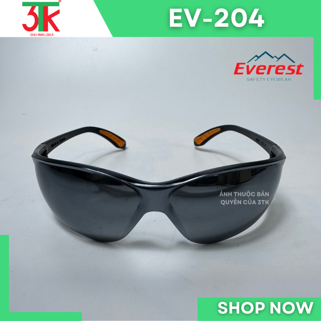 Kính bảo hộ lao động EverestSafety EV203, EV204 Chống bụi, đọng hơi nước, chống trầy xước, chống tia UV