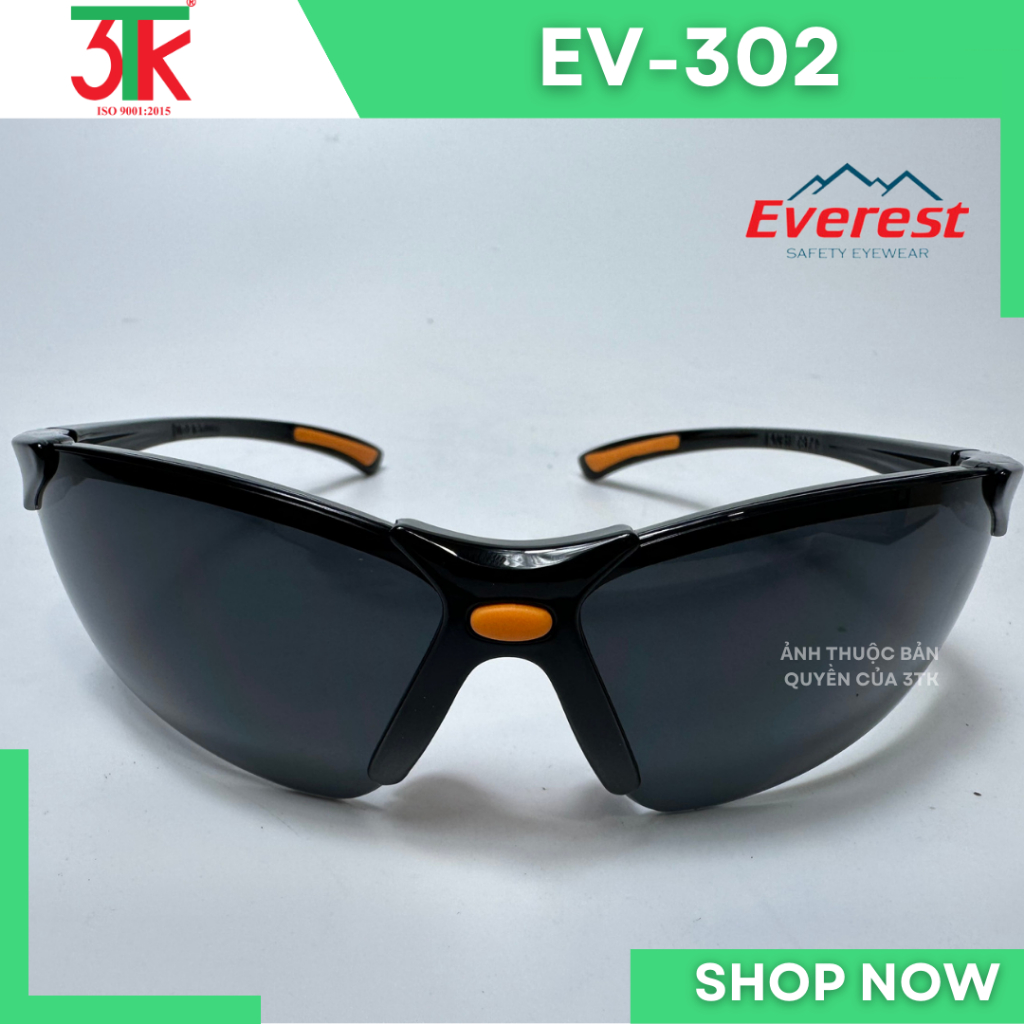 Kính bảo hộ lao động EverestSafety EV301 EV302 EV303 EV304 Chống đọng hơi nước, Tròng kính tráng bạc.