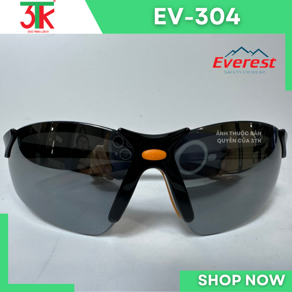 Kính bảo hộ lao động EverestSafety EV301 EV302 EV303 EV304 Chống đọng hơi nước, Tròng kính tráng bạc.