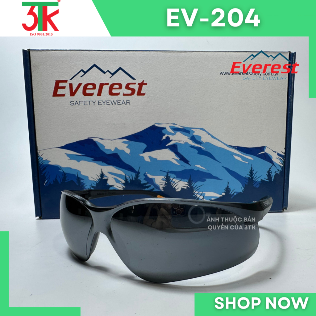 Kính bảo hộ lao động EverestSafety EV203, EV204 Chống bụi, đọng hơi nước, chống trầy xước, chống tia UV