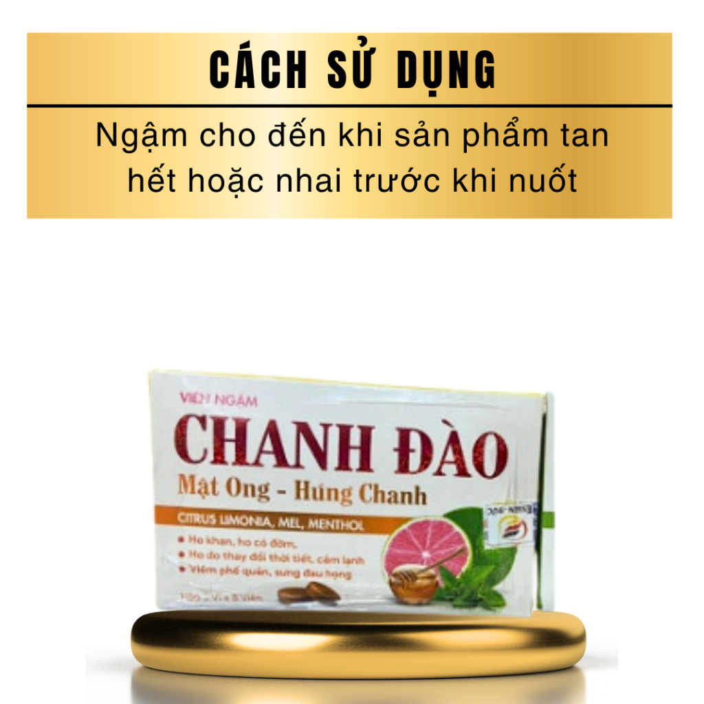 Viên ngậm CHANH ĐÀO MẬT ONG HÚNG CHANH hỗ trợ giảm ho - hộp 24 viên