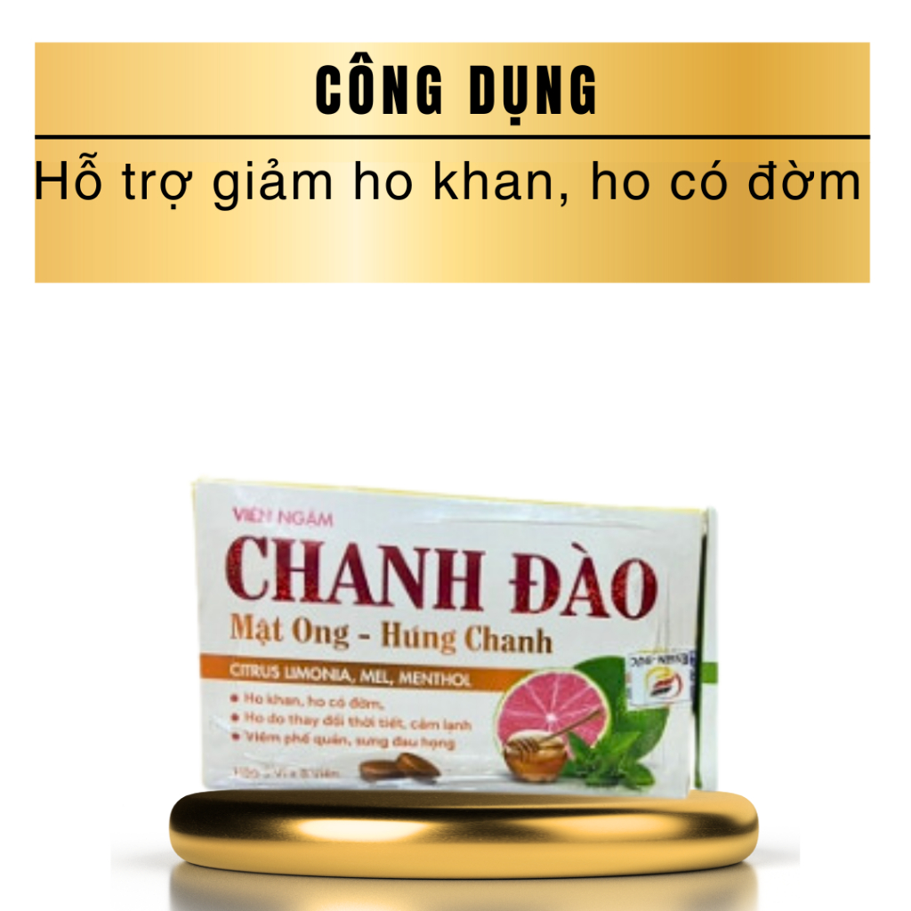 Viên ngậm CHANH ĐÀO MẬT ONG HÚNG CHANH hỗ trợ giảm ho - hộp 24 viên