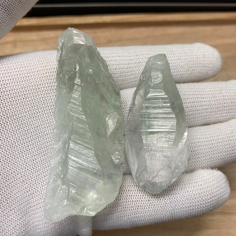 (2 viên) Tinh thể Thạch Anh Xanh (Prasiolite) Pha Lê, dùng trưng bày, sưu tầm, thanh tẩy Tarot...!!!