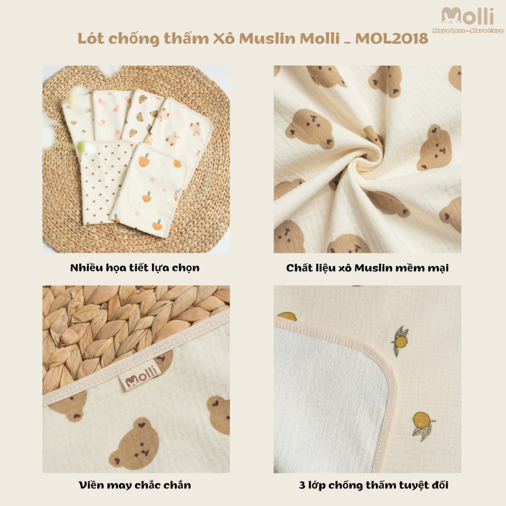 Baby King. Lót chống thấm xô muslin MOLI