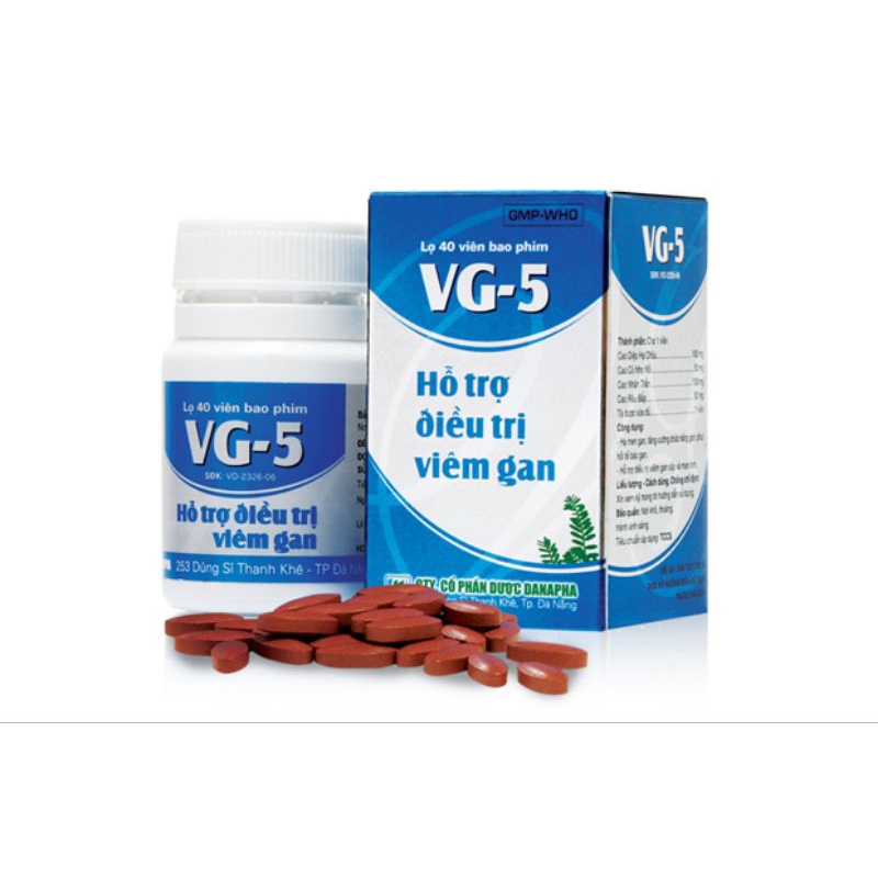 VG5 viên uống hạ men gan (Hộp 40 viên) Tăng cường chức năng gan, phục hồi bảo vệ gan