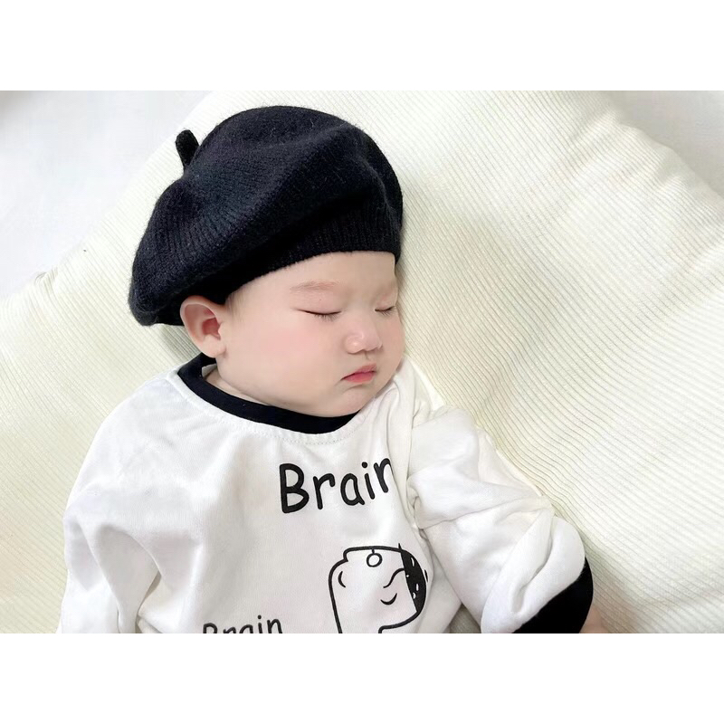 Mũ nồi len trơn phong cách hàn quốc đáng yêu cho bé