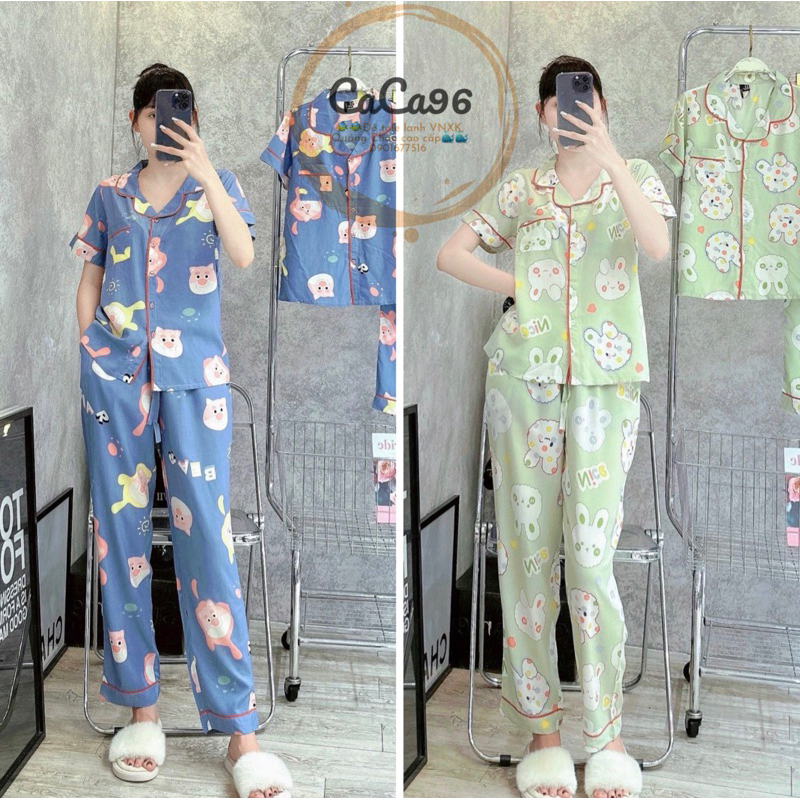 Đồ bộ tole nữ, bộ mặc nhà lanh lụa Pijama 2023 VNXK quần dài,tay ngắn,mềm mát,42-75kg(td1)