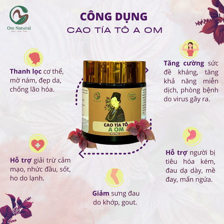 Cao Tía Tô Tím A Om Sáng Đẹp Da, Giảm Thâm Nám, Thải Độc 120G