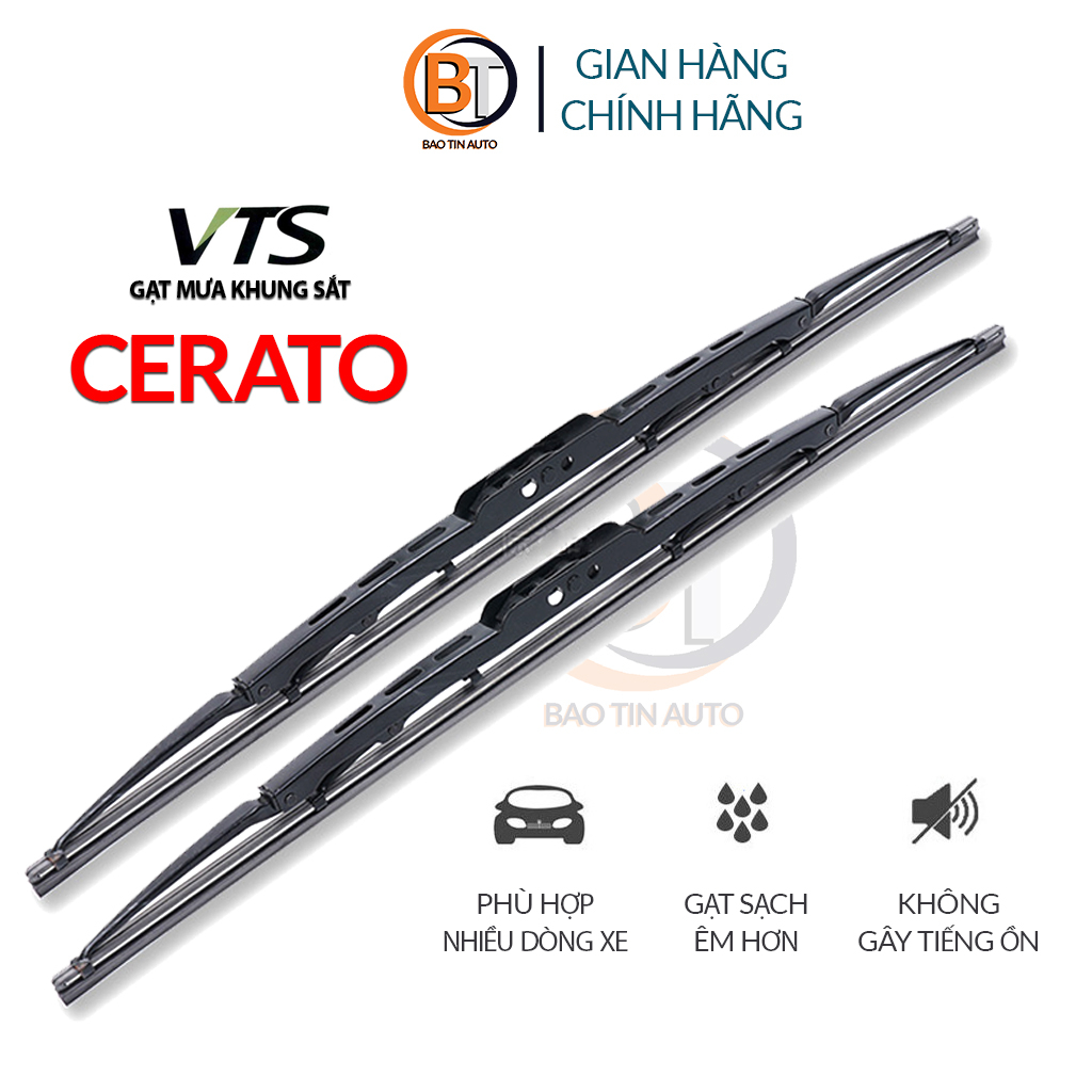 Gạt mưa ô tô Kia Cerato thanh gạt kính nước mưa oto xe hơi khung xương sắt lưỡi silicon - thương hiệu VTS