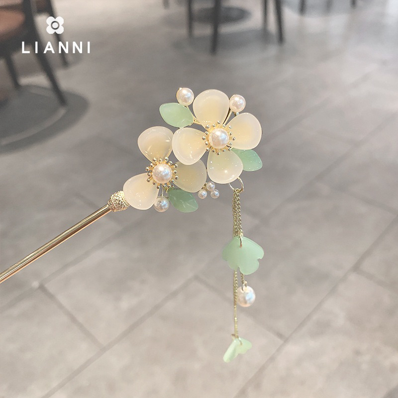 Trâm cài tóc hoa tua rua kim loại trâm búi tóc đính hoa phong cách retro cổ xưa Trung Hoa