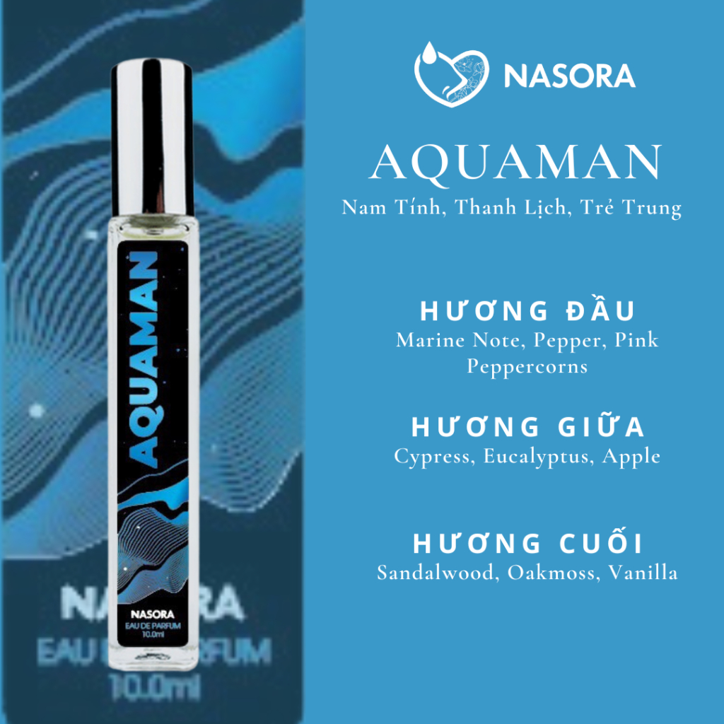 [COMBO MANLY] Tinh Dầu Nước Hoa Nam Aquaman, Sporty Man Mysterious Man Nam Tính, Sang Trọng, Quyến Rũ Chai 10ml