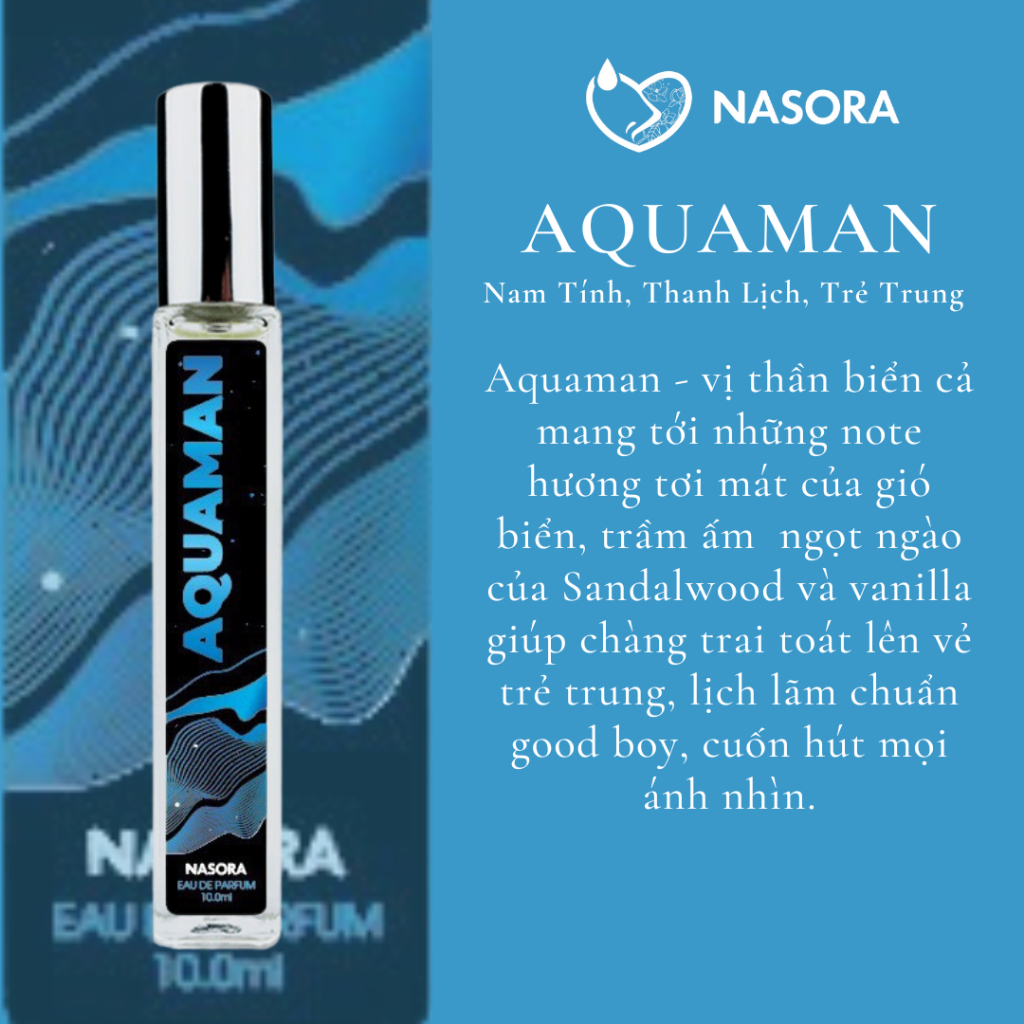 [COMBO MANLY] Tinh Dầu Nước Hoa Nam Aquaman, Sporty Man Mysterious Man Nam Tính, Sang Trọng, Quyến Rũ Chai 10ml