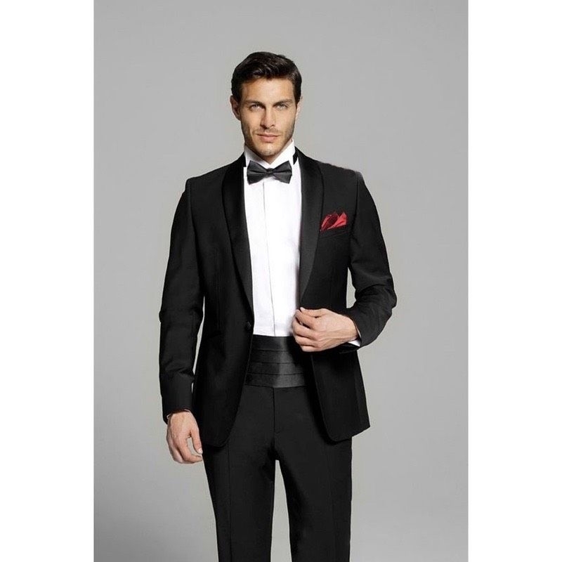 Phụ Kiện Vest Cummerbund - Đai Quấn Eo Vest màu đen- nơ- khăn bỏ túi