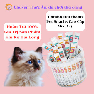 [Combo 100 thanh] Súp thưởng Pet Snacks mix bí đỏ và cỏ mèo bổ sung dinh dưỡng giúp mượt lông